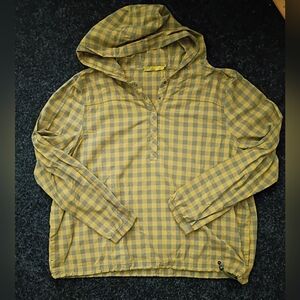 SALE *prAna Henley Pullover in XL, Checkers Organic Cotton Blend Layer Hoodie
